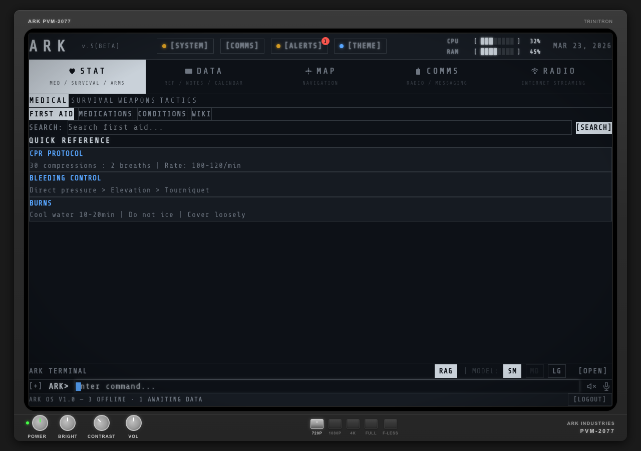STAT tab — medical and survival reference