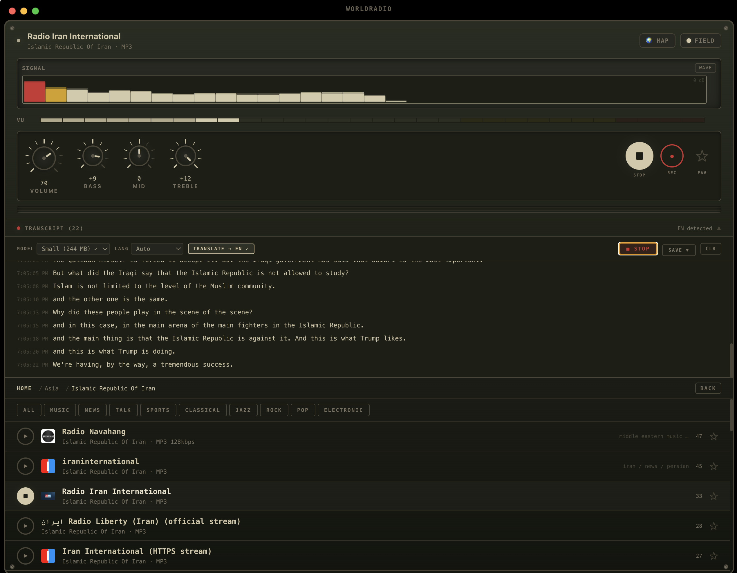 WorldRadio - Live Persian to English Translation